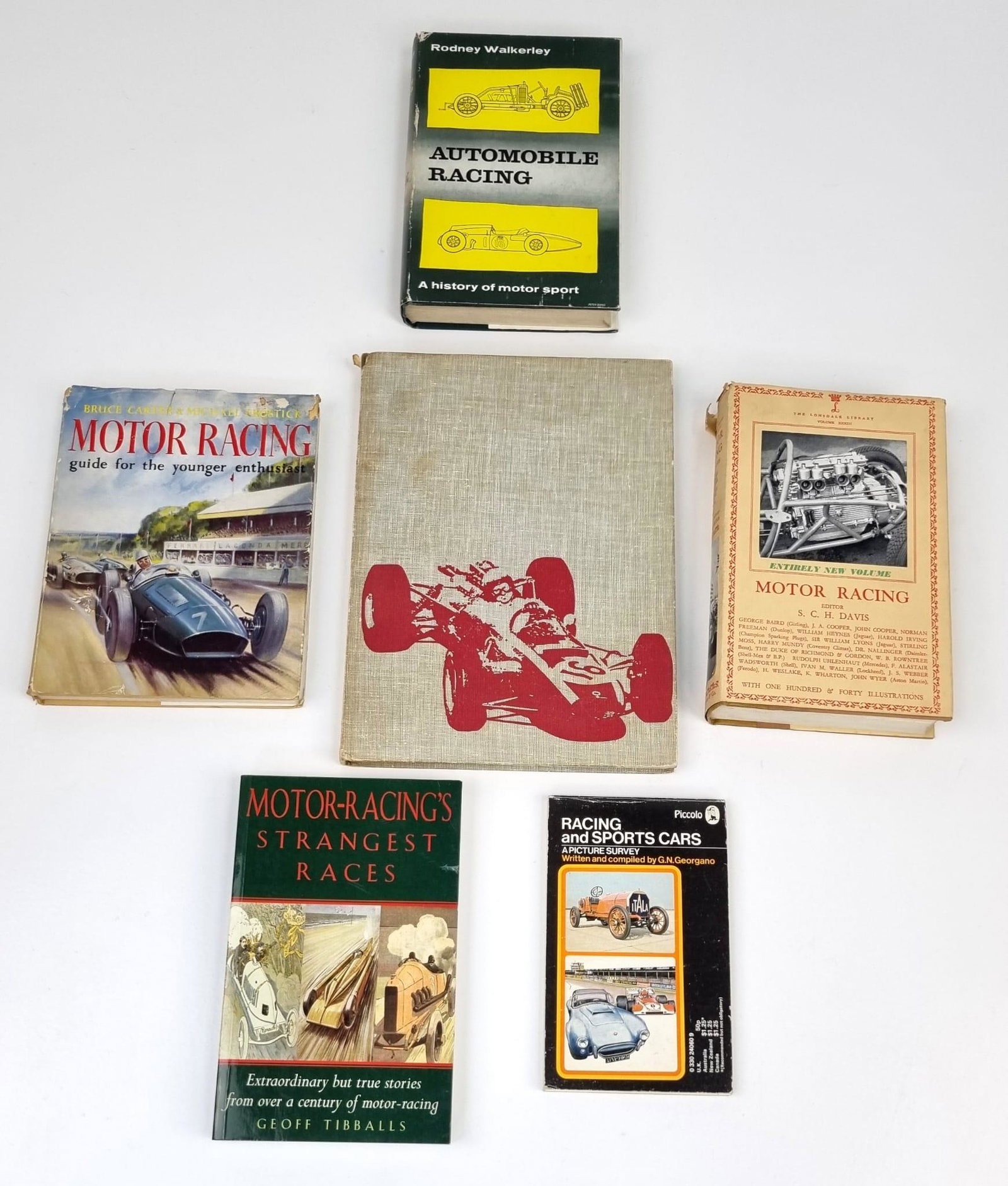 Six books on motor racing including a first edition of Rodney Wakerley's Automobile Racing and Motor: Six books on motor racing including a first edition of Rodney Wakerley's Automobile Racing and Motor Racing guide for the younger enthusiast