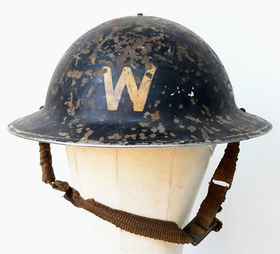 WW2 British Home Front Air Raid Wardens Helmet: WW2 British Home Front Air Raid Wardens Helmet