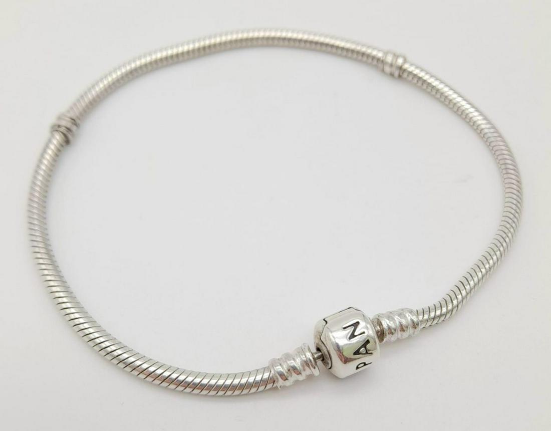 PANDORA STERLING SILVER MOMENTS BRACELET, WEIGHT 17G: PANDORA STERLING SILVER MOMENTS BRACELET, WEIGHT 17G