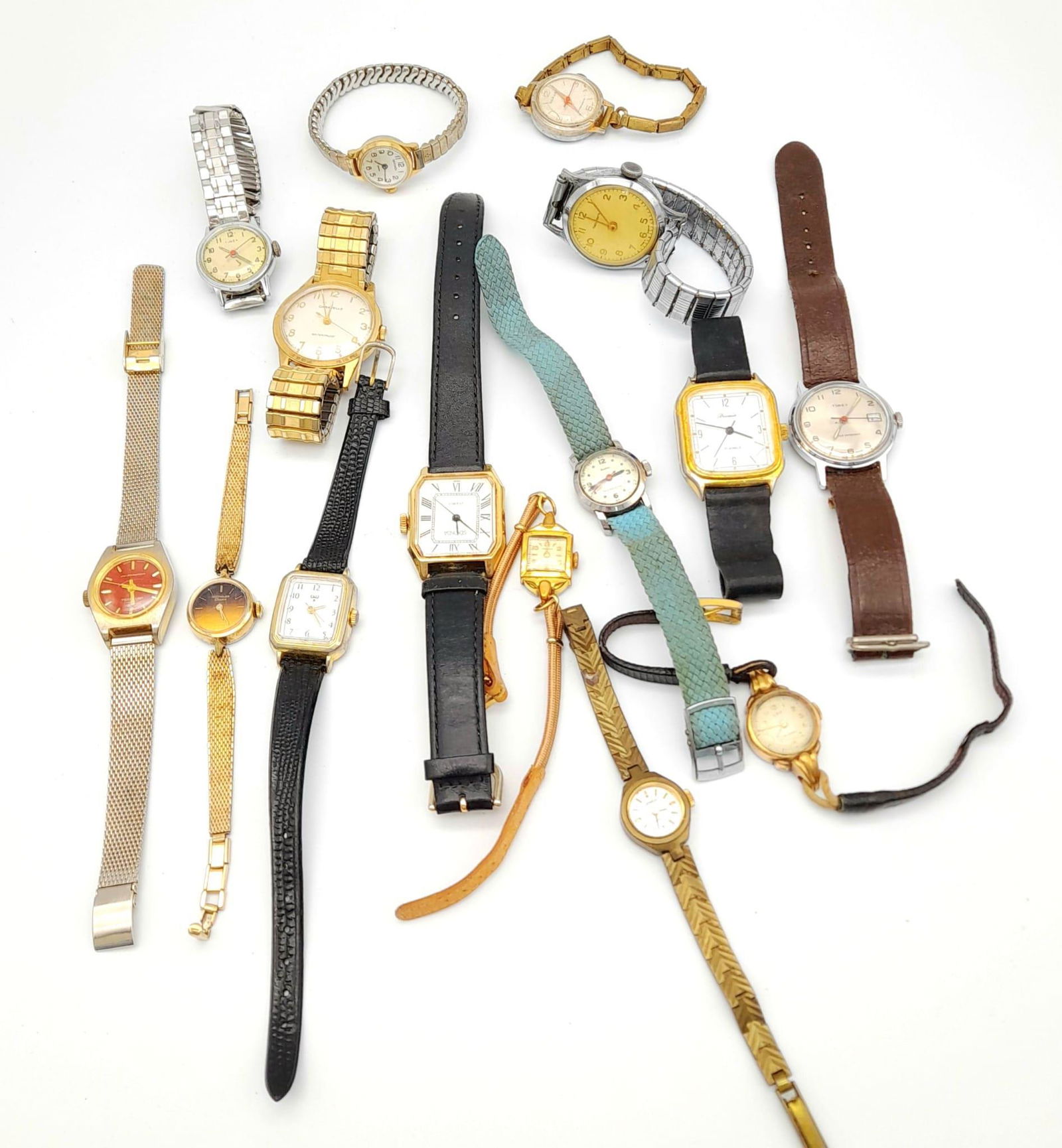 SELECTION OF 14 MANUAL WIND WATCHES ALL WORKING AT TIME OF LISTING BRANDS TO INCLUDE CONTINENTAL,: SELECTION OF 14 MANUAL WIND WATCHES ALL WORKING AT TIME OF LISTING BRANDS TO INCLUDE CONTINENTAL, TIMEX CARAVELLE, NEW MARK, SEKONDA, ZODIAC.