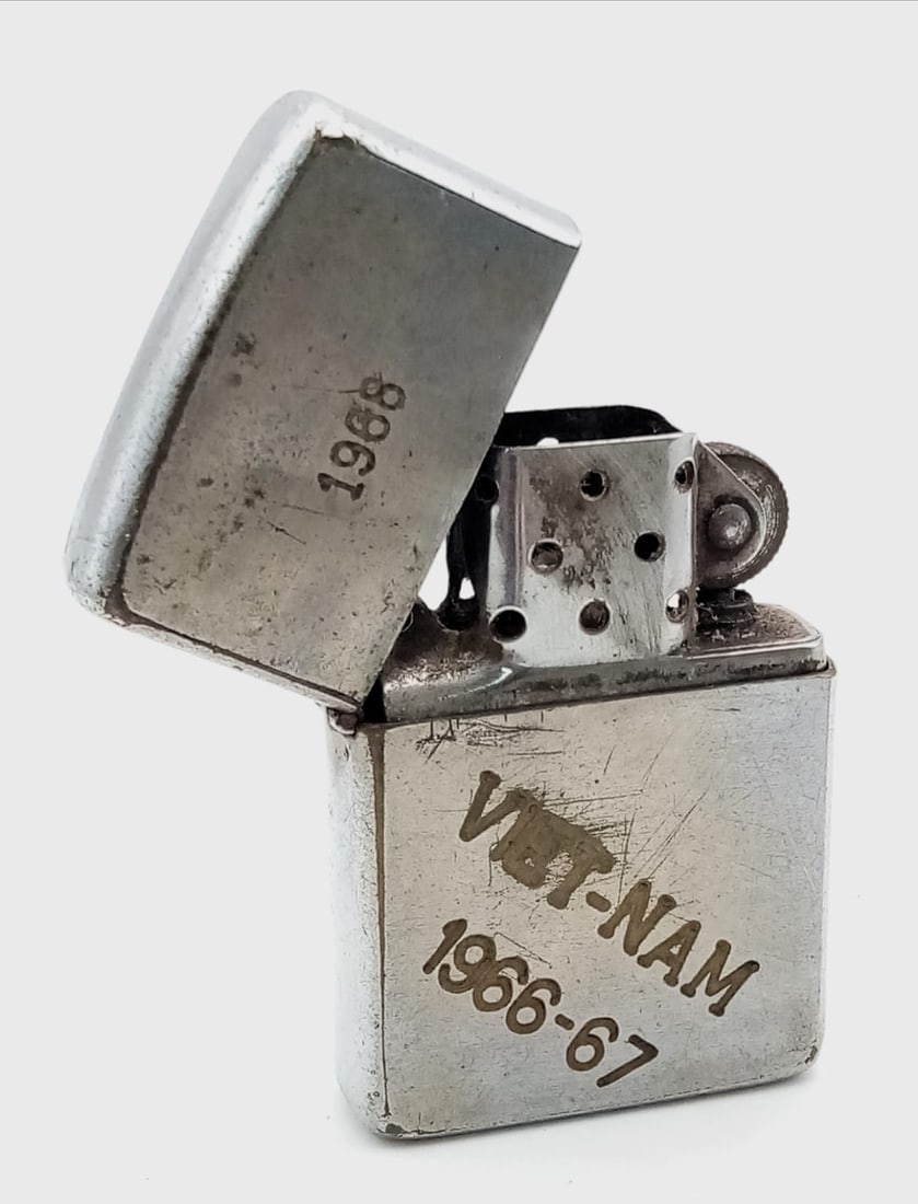 Original Vietnam War Era Zippo Lighter. Date Coded 1966 on the base. Engraved “Vietnam 1966- 67”: Original Vietnam War Era Zippo Lighter. Date Coded 1966 on the base. Engraved “Vietnam 1966- 67” “1968” “Dak To, Kontum, Phu Cat, Pleiku”. Mainland UK shipping only.