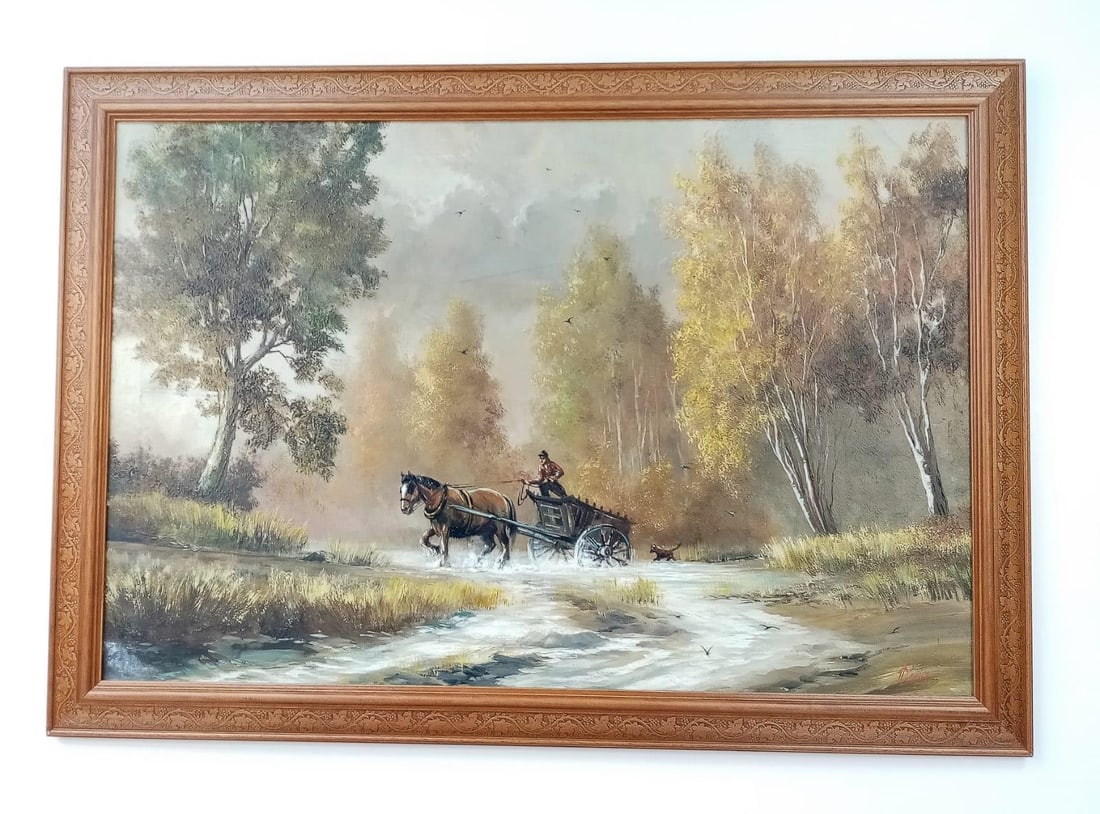 AN OIL ON CANVAS TITLED "THE WOODSMAN"PAINTED AND SIGNED BY DION PEARS A MEMBER OF THE ROYAL ACADEMY: AN OIL ON CANVAS TITLED "THE WOODSMAN"PAINTED AND SIGNED BY DION PEARS A MEMBER OF THE ROYAL ACADEMY OF ART . 102 X 72cms