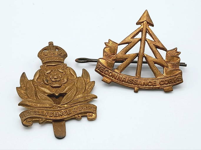 Two Vintage British Military Metal Badges The Intelligence Corp And The ...
