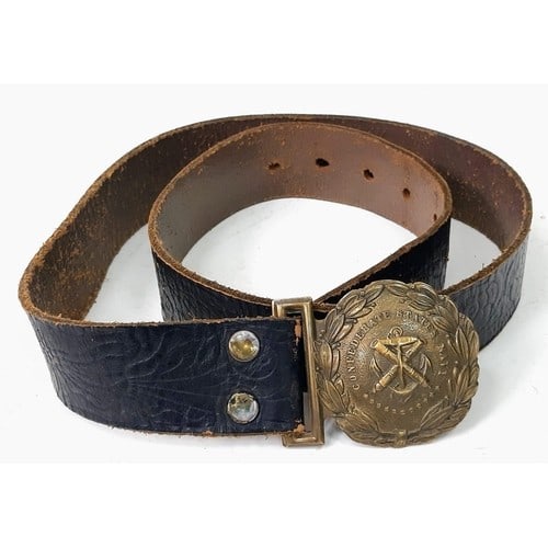 A Very Rare US Navy Belt with Brass Buckle Marked Confederate States Navy and on the Reverse ISAAC,: A Very Rare US Navy Belt with Brass Buckle Marked Confederate States Navy and on the Reverse ISAAC, being ISAAC.Cambell & Co. Belts were produced during the American Civil War 1861-65. Appears Authent