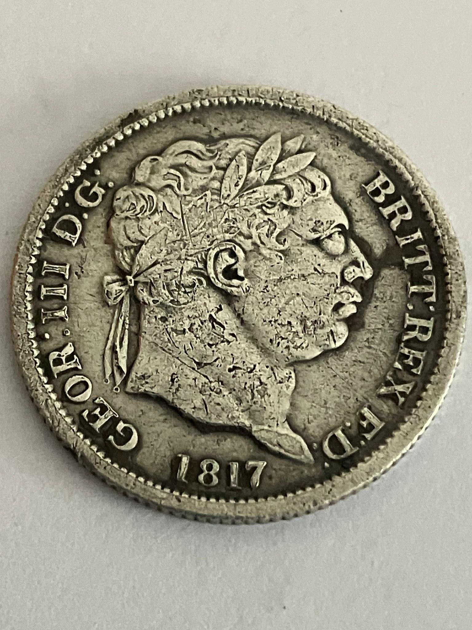 1817 GEORGE III SILVER SHILLING. Fine/very fine condition.: 1817 GEORGE III SILVER SHILLING. Fine/very fine condition.