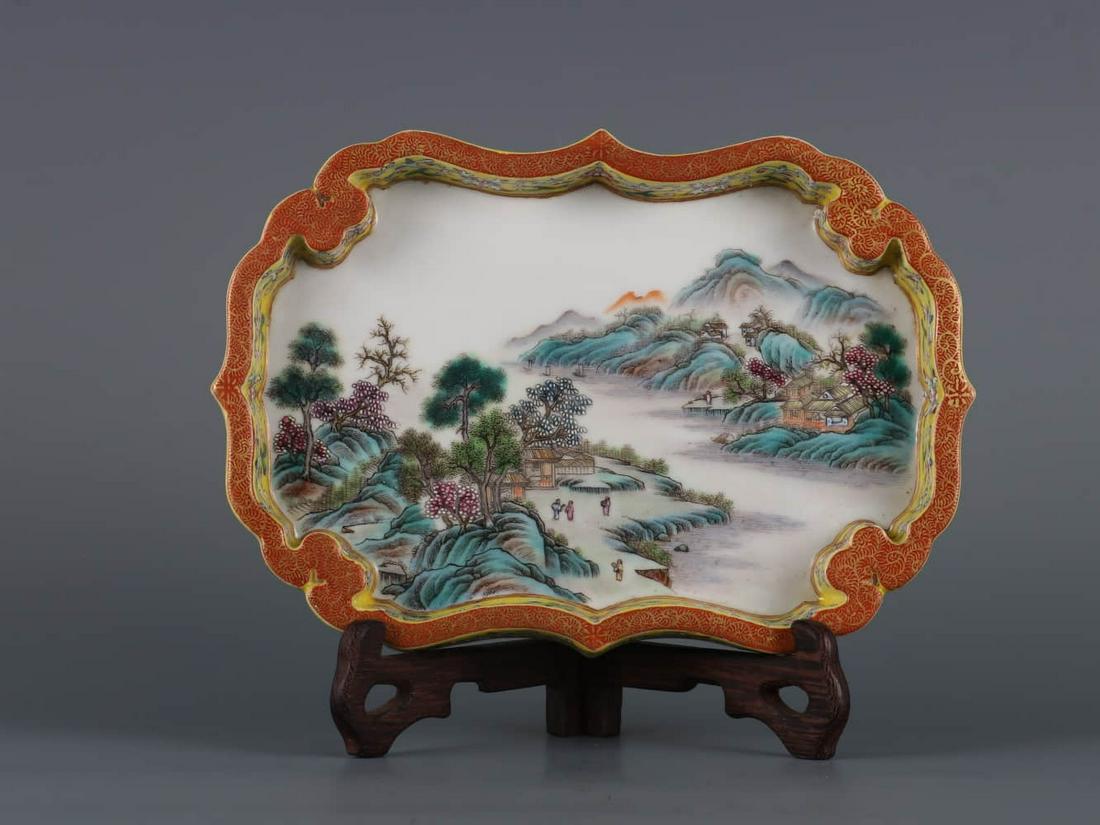 FAMILLE ROSE LANDSCAPE TEA TRAY (1 of 9)