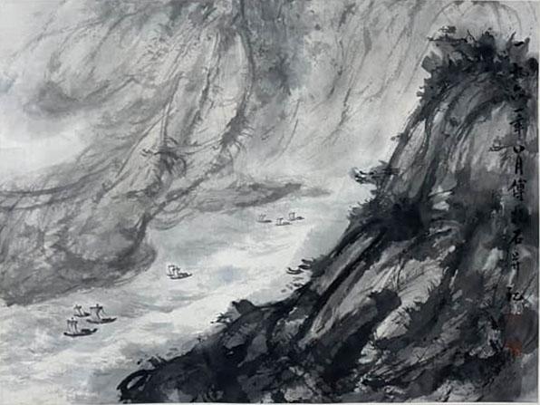 FU BAOSHI, CHINESE LANDSCAPE PAINTING ON PAPER (1 of 6)