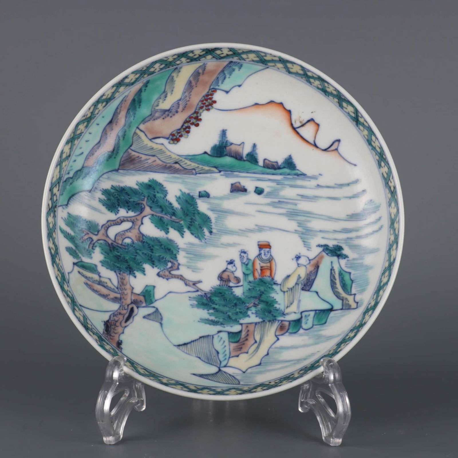 DOUCAI GLAZE FIGURE AND LANDSCAPE PLATE (1 of 9)