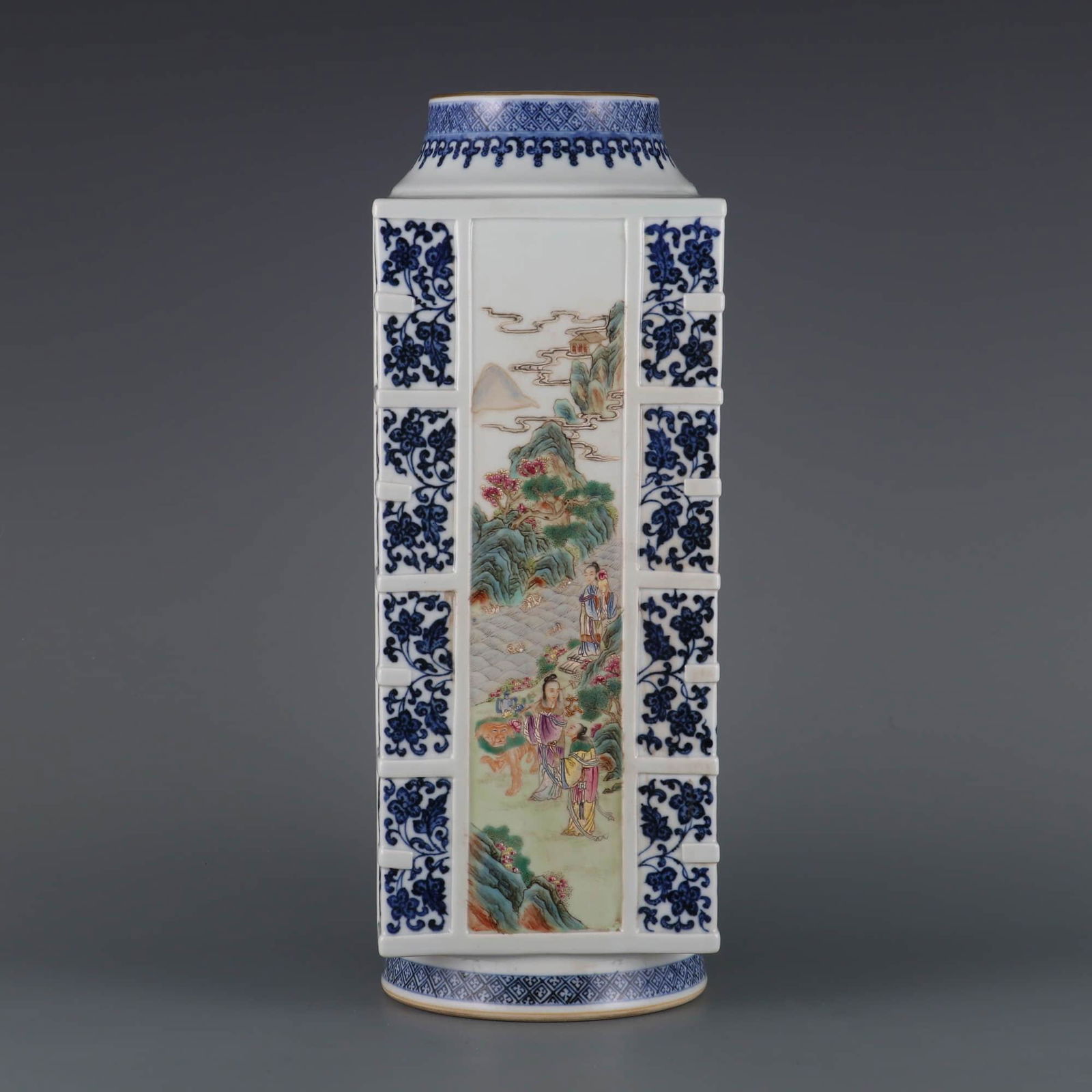 FAMILLE ROSE FIGURE CONG FORM VASE (1 of 9)