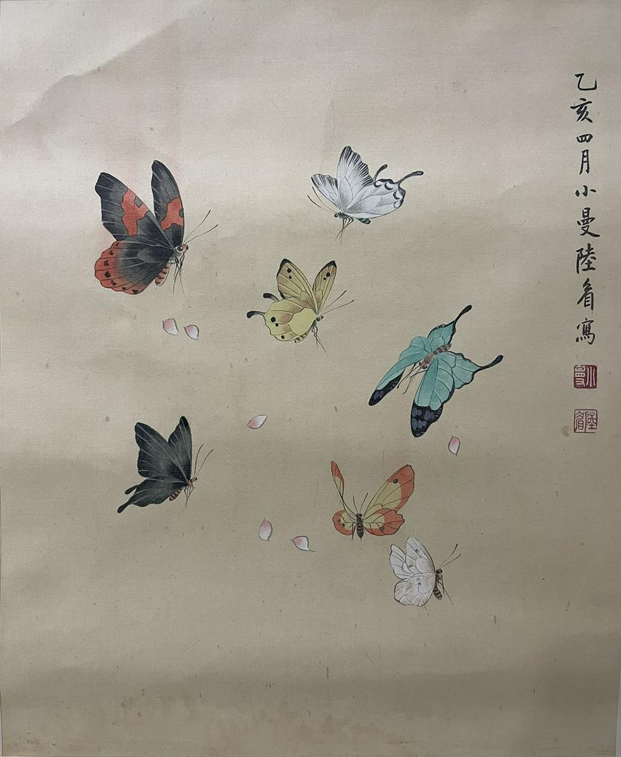 LU XIAOMAN, CHINESE BUTTERFLY PAINTING ON PAPER (1 of 6)