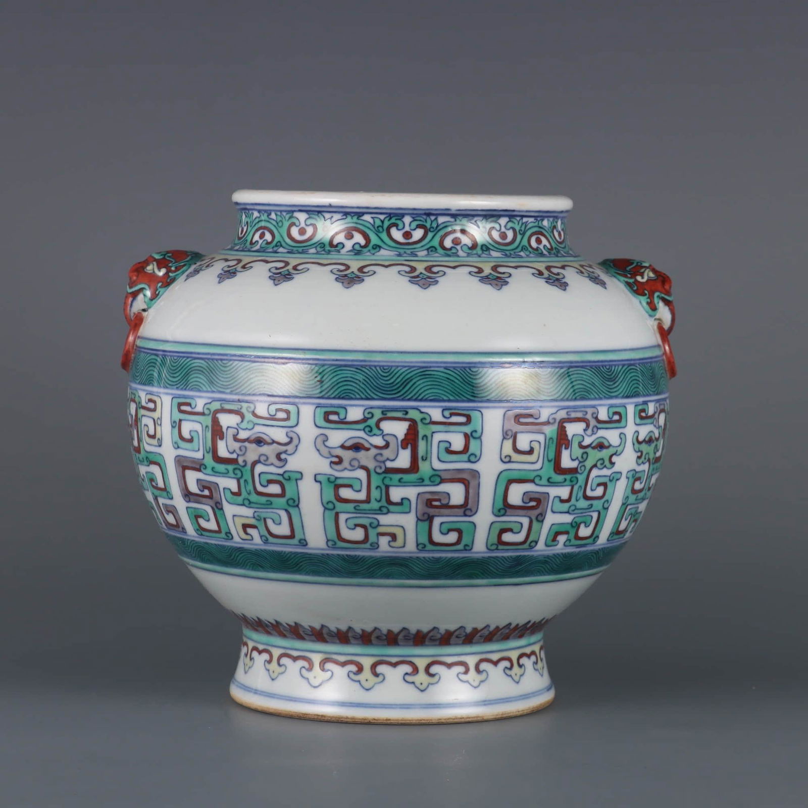 DOUCAI GLAZE KUILONG BEAST-EARED JAR (1 of 9)