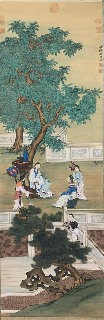 YU ZHIDING, CHINESE FIGURE PAINTING ON SILK (1 of 9)