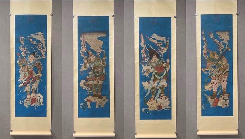 DING GUANPENG, FOUR CHINESE GUARDIAN PAINTINGS ON SILK (1 of 9)