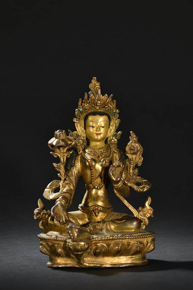 GILT BRONZE STATUE OF GURU (1 of 9)