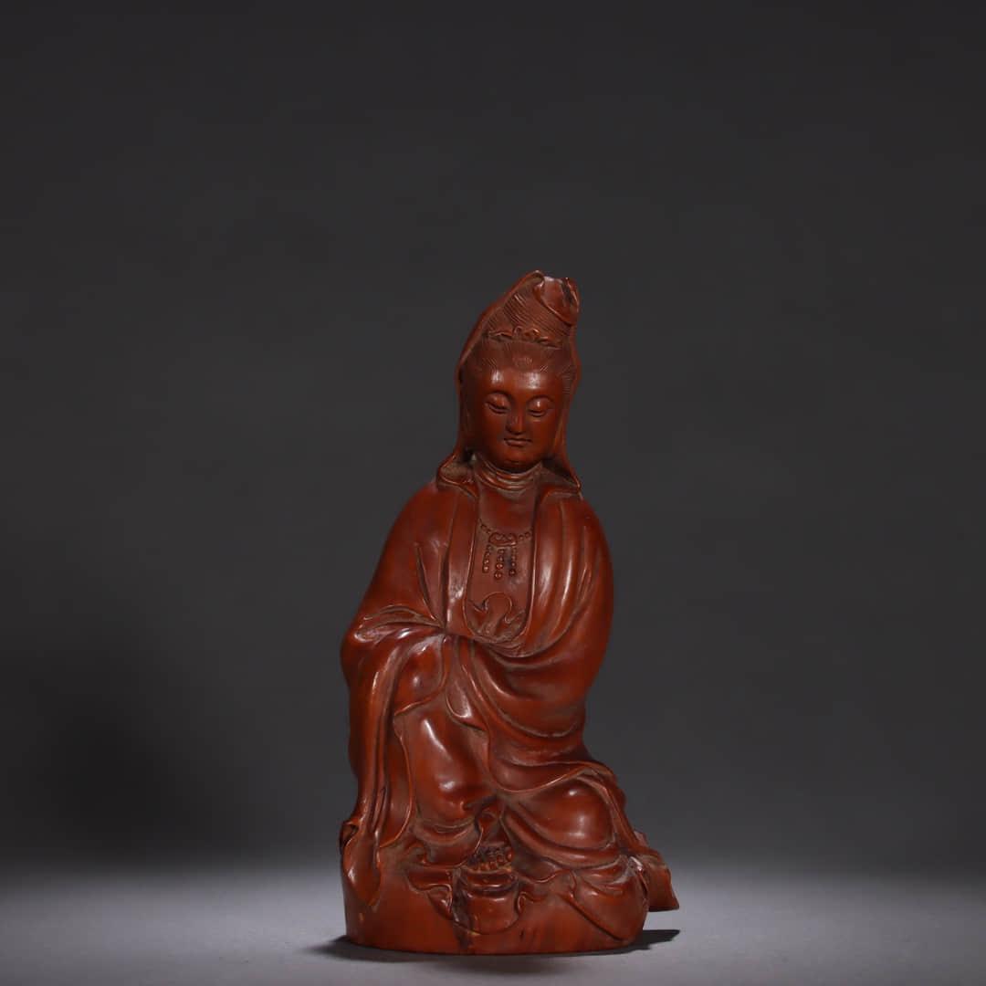 CARVED BOXWOOD STATUE OF AVALOKITESVARA (1 of 9)