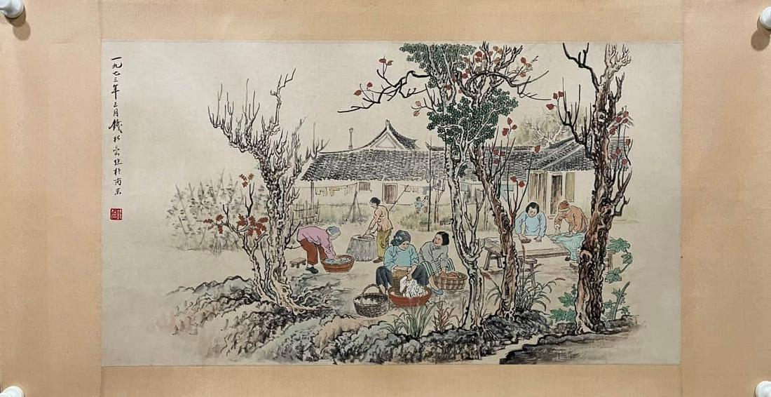 QIAN SONGYAN, CHINESE FIGURES PAINTING ON PAPER (1 of 6)