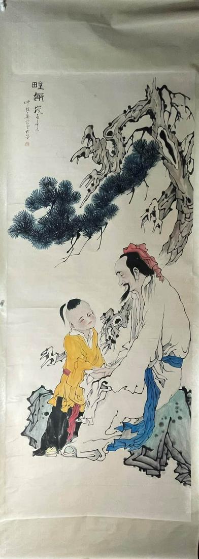 FAN ZENG, CHINESE FIGURE PAINTING ON PAPER (1 of 9)