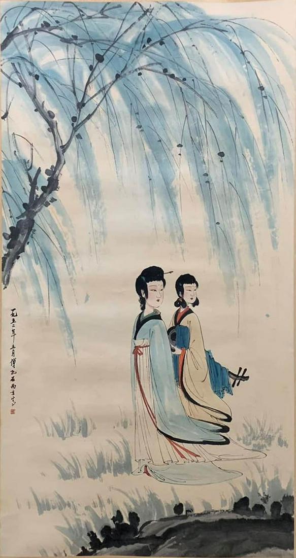 FU BAOSHI, CHINESE FIGURE PAINTING ON PAPER (1 of 10)