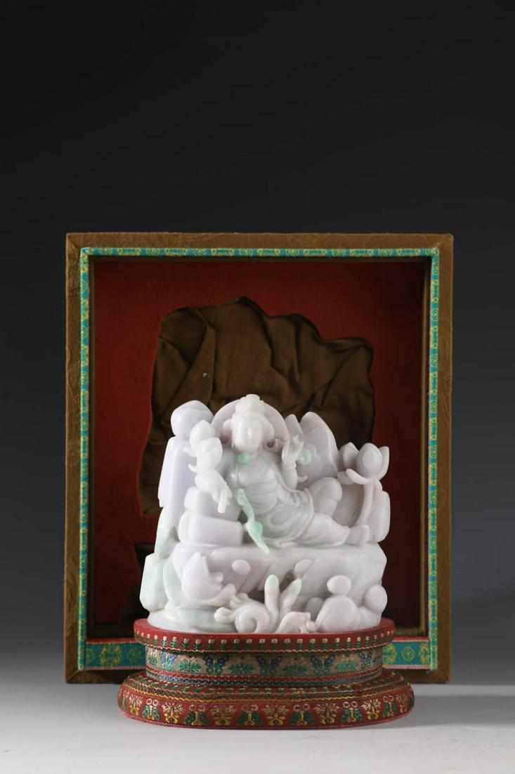 CARVED JADEITE FIGURE OF GUANYIN (1 of 9)