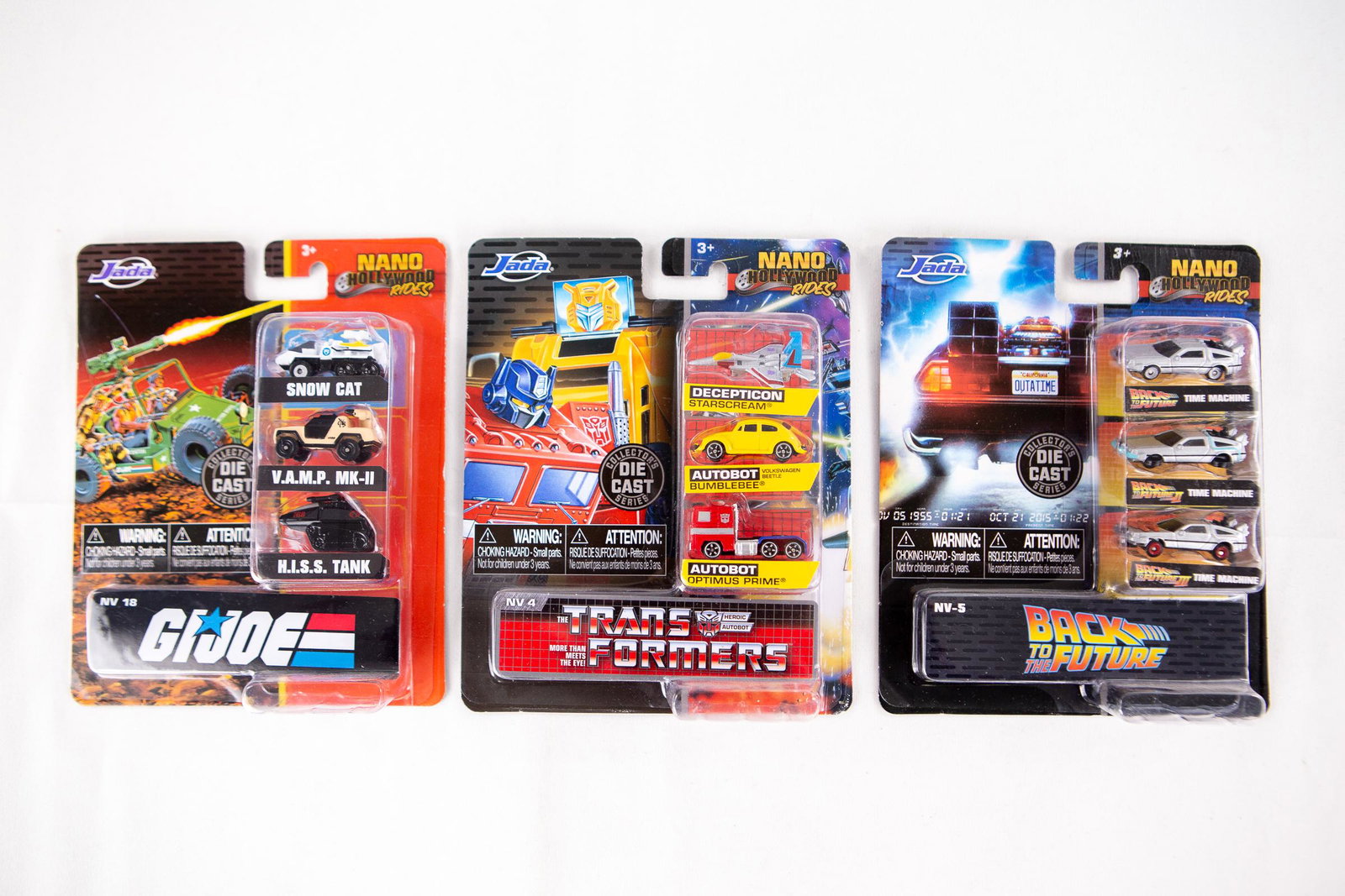 nano mini cars: lot of 3 jada nano hollywood mini ridesw/g I joe transformers and back to the future