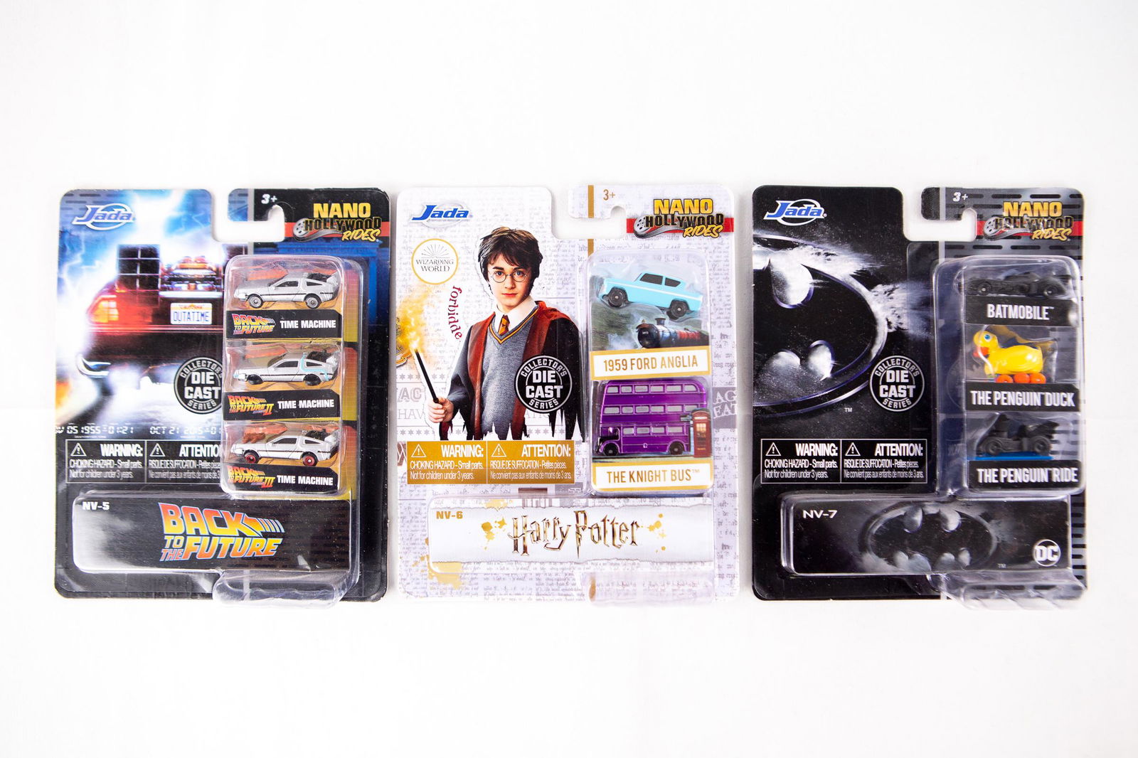 nano mini cars: lot of 3 jada nano hollywood mini rides w/ batman back to the futre and harry potter