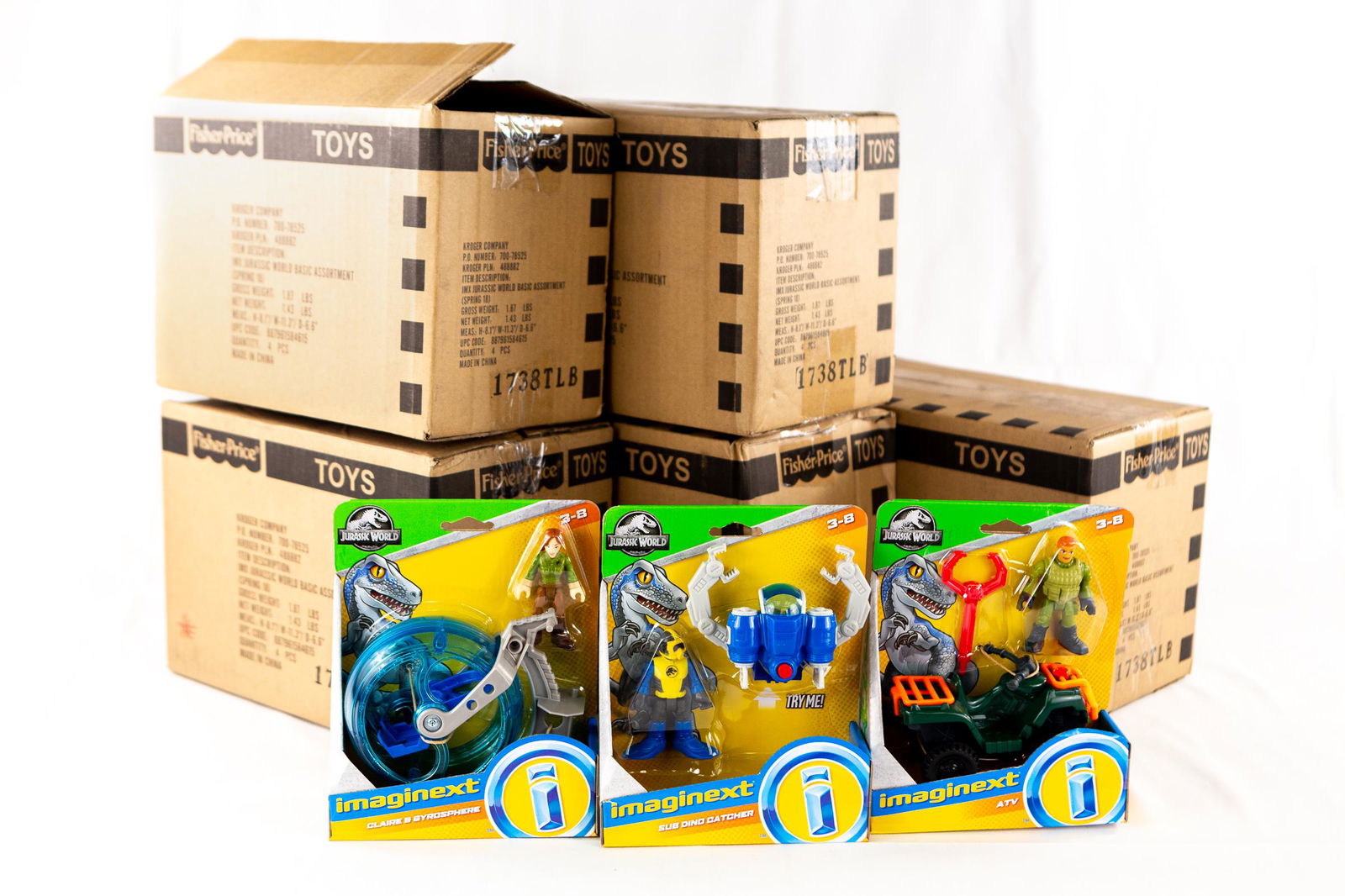 imaginext jurassic park toys: lot of 5 case packed jurassic park assorted toys 4 per case 3 stlye types