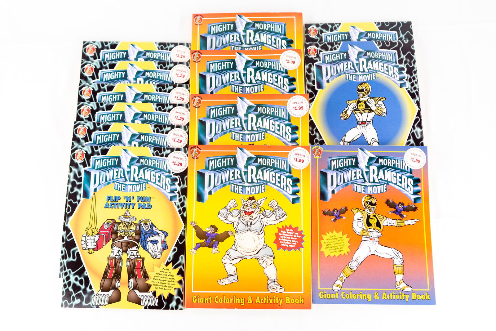 large lot of mighty morphing power rangers coloring: lot of 12 vintage mmpr coloring books new unused
