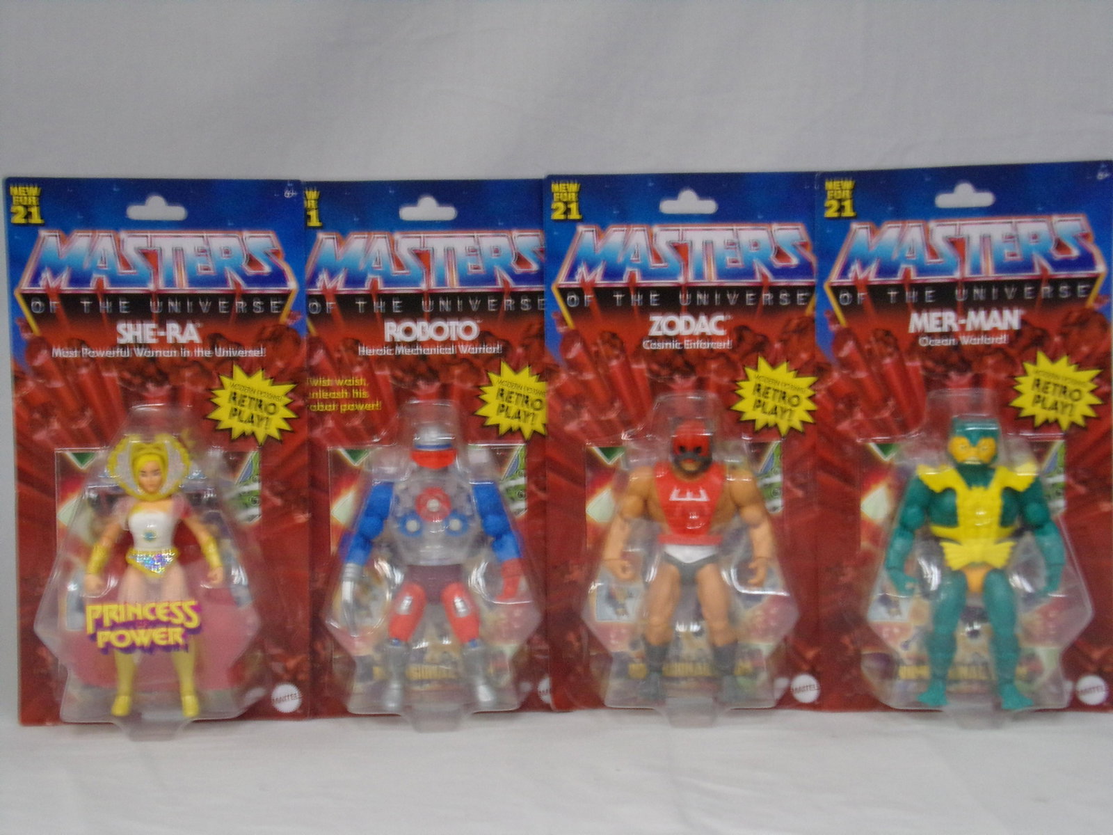 masters of the universe action figures: motu action figures w/ she ra roboto zodac and mer man