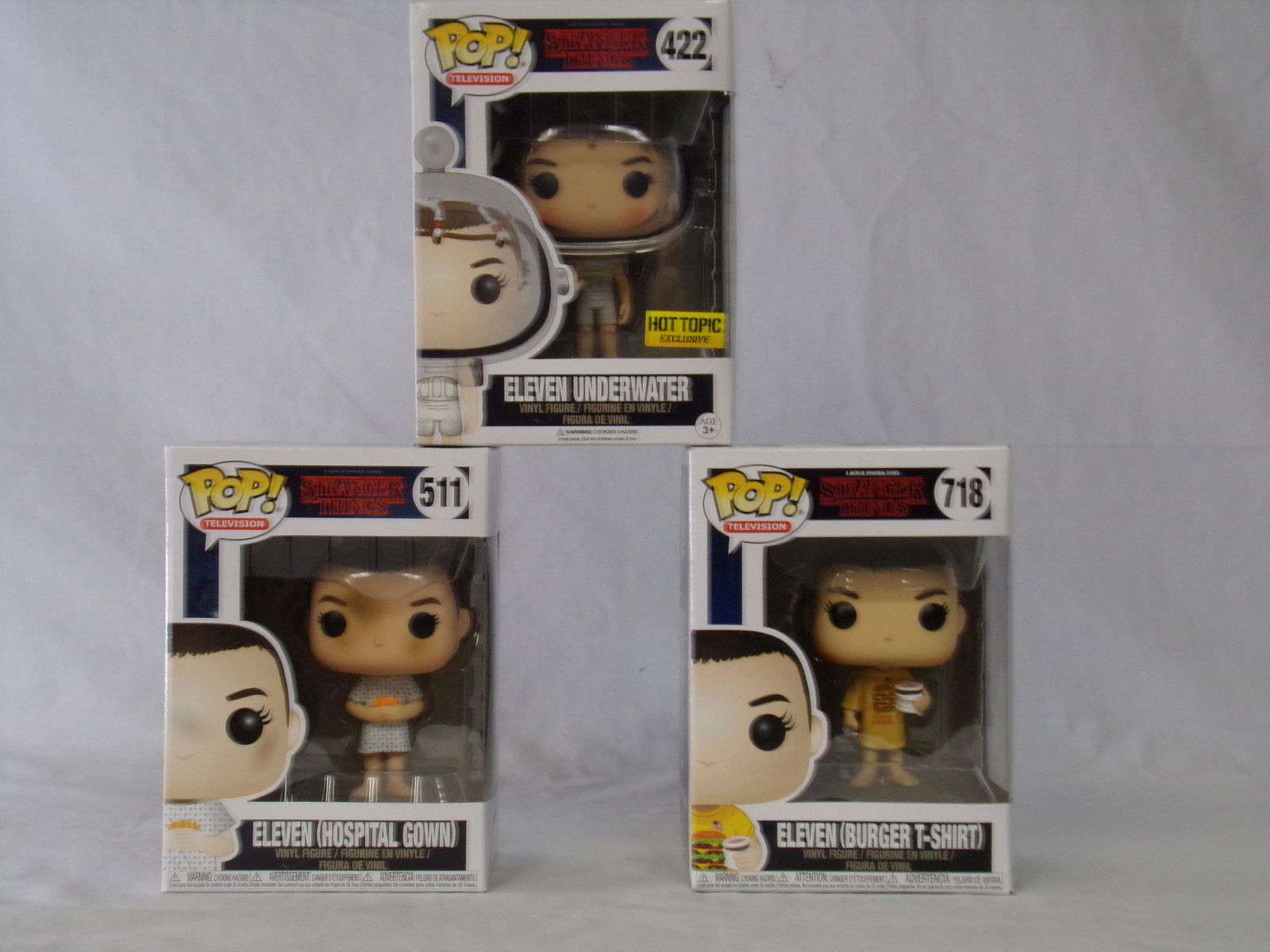 stranger things funko pops eleven lot of 3 (1 of 3)