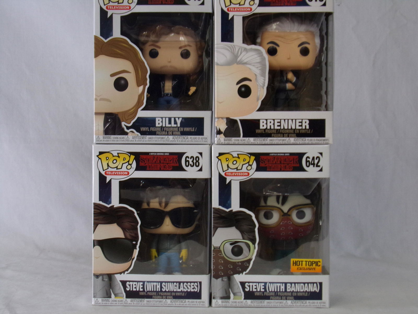 lot of 4 stranger things funko pops w/ steve billy & (1 of 3)