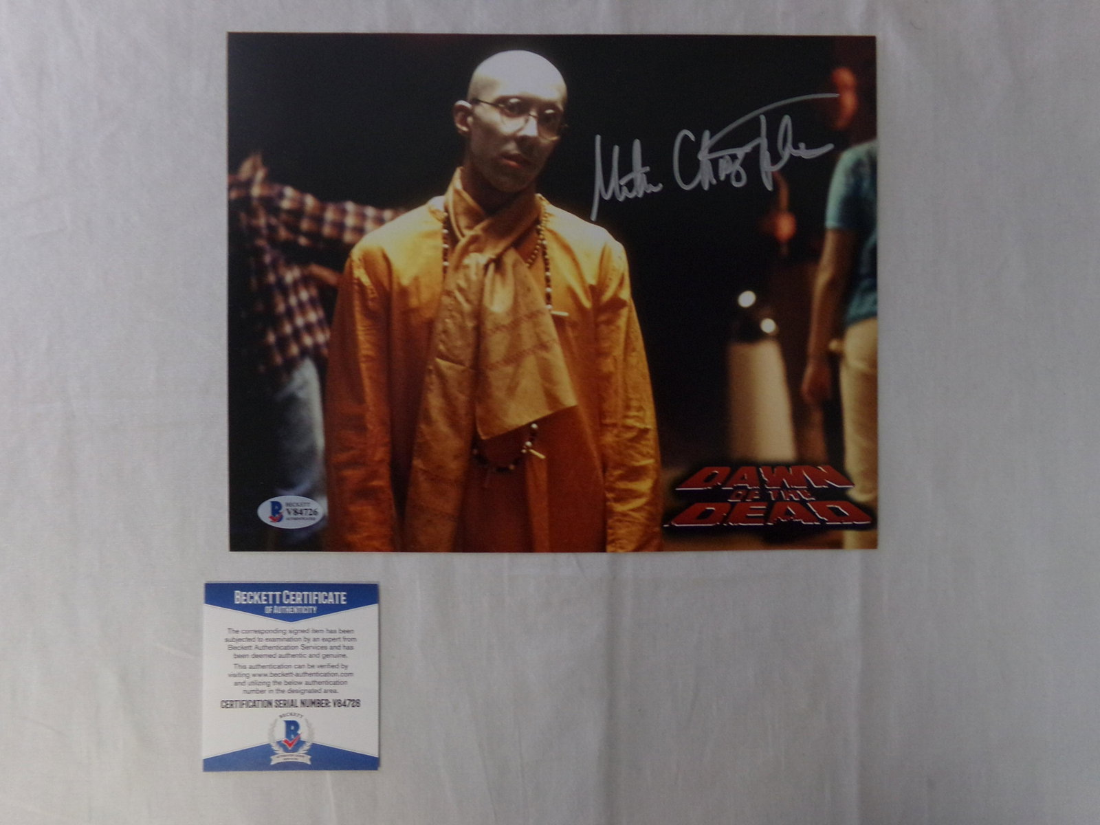 signed picture dawn of the dead signed by mike: signed picture dawn of the dead signed by mike christopher (hare krishana zombie) beckett COA