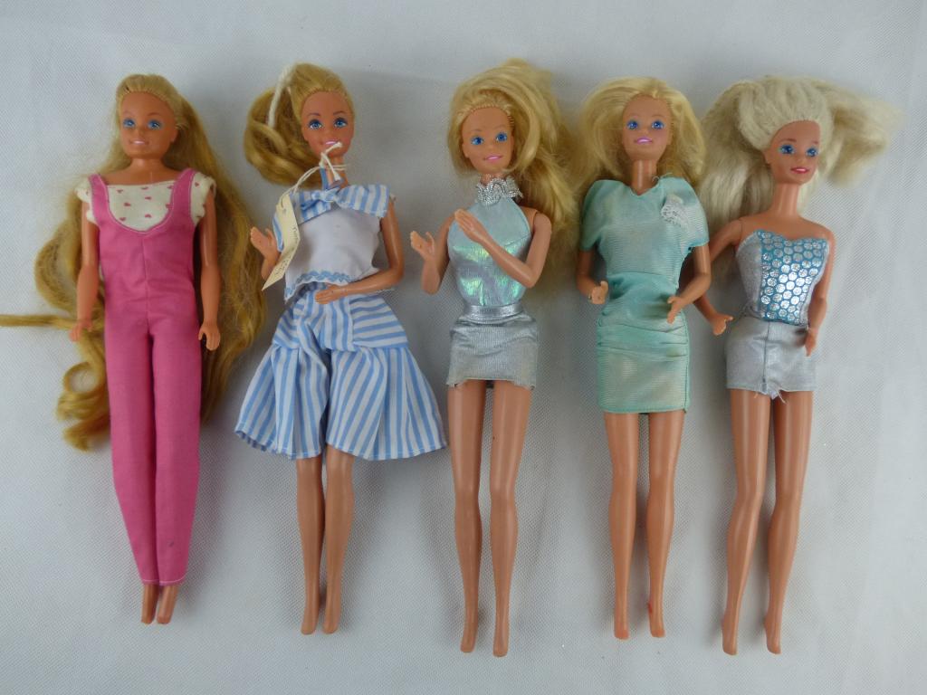 1980's-1990's Barbie Dolls: Group of 5 Vintage Barbies