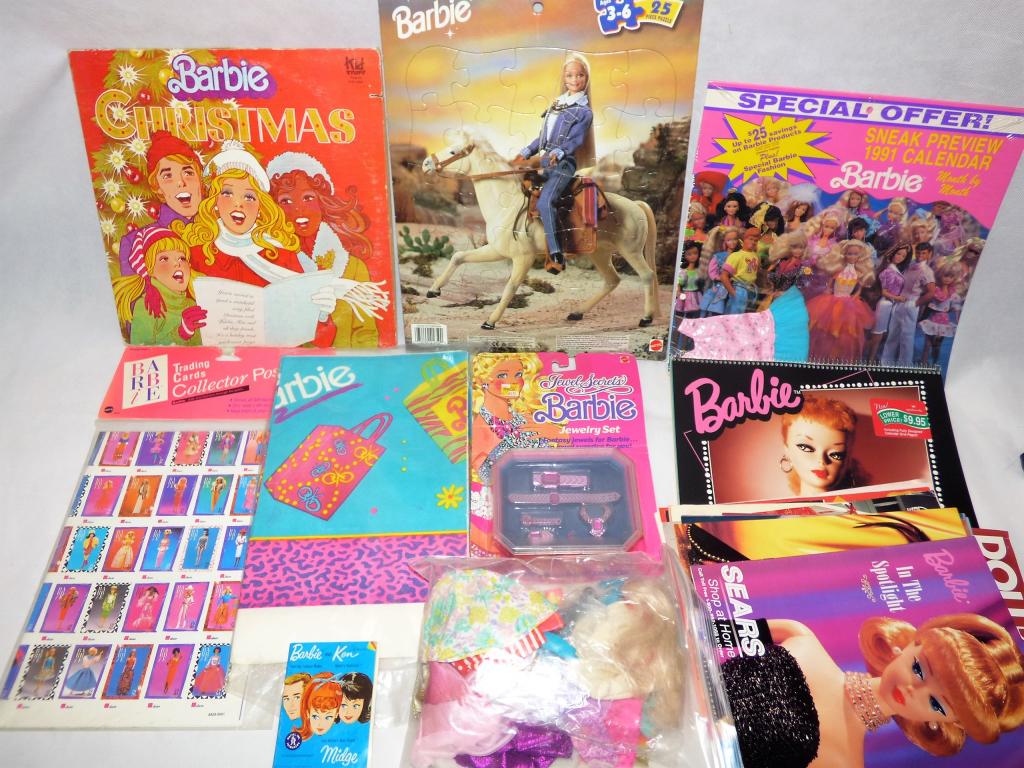 Barbie Doll Puzzle, Calendar, Stickers: Lot of Paper Barbie Collectibles