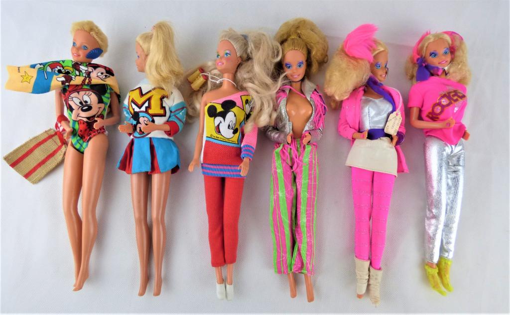 Lot of 5 Vintage Barbie Dolls- Rocker & Disney: Group of 5 Vintage Barbie Dolls