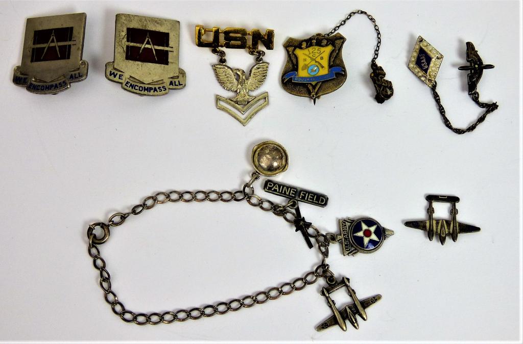 US Military & Air Force Pins- All Sterling Silver (1 of 5)