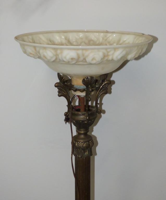 Antique Brass Art Deco Style Flower Lamp (1 of 7)
