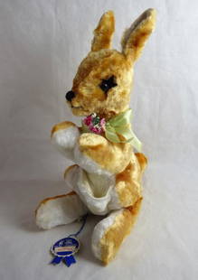 Master Industries Stuffed Plush Kangaroo Toy: Vintage Stuffed Plush Kangaroo with Original HangbTag by Master Industries. Measures 15" tall. Condition: Good