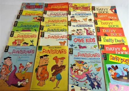 1960's Gold Key Flintstones & Daffy Duck Comics: Vintage Gold Key Comic Books- Flintstones and Duffy Duck. Lot of 24. Condition: VF