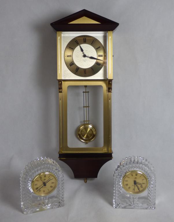 Bulova Wall Clock & Pair of Crystal BRC Table Clos (1 of 7)