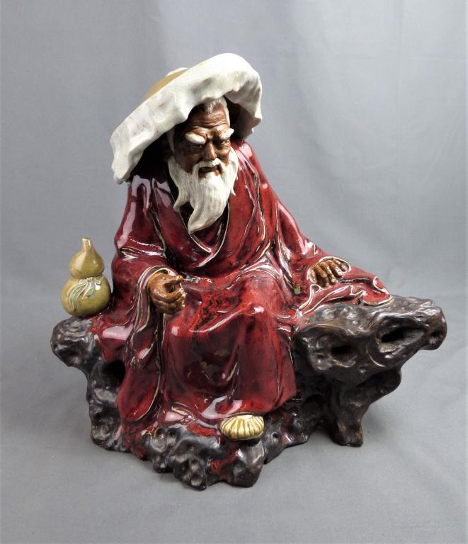Large Chinese Mudman Ceramic Old Wise Man Figurine (1 of 11)