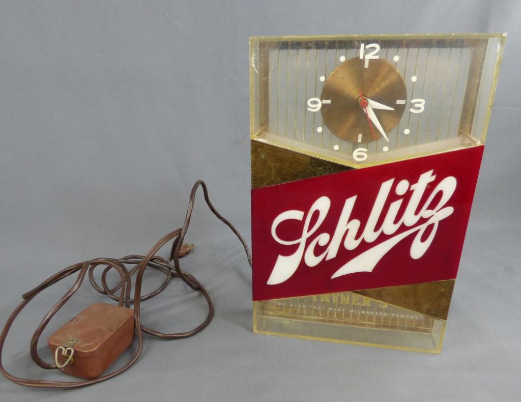Schlitz Lighted Beer Sign w/ Clock 1959 Light Up (1 of 7)