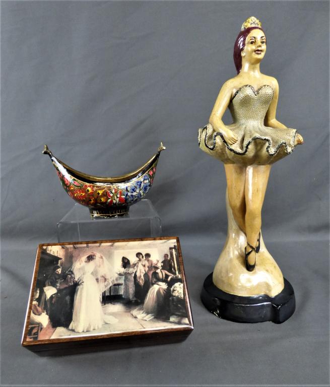 Russian Boat Bowl, Chalk Ballerina NO Music box (1 of 7)