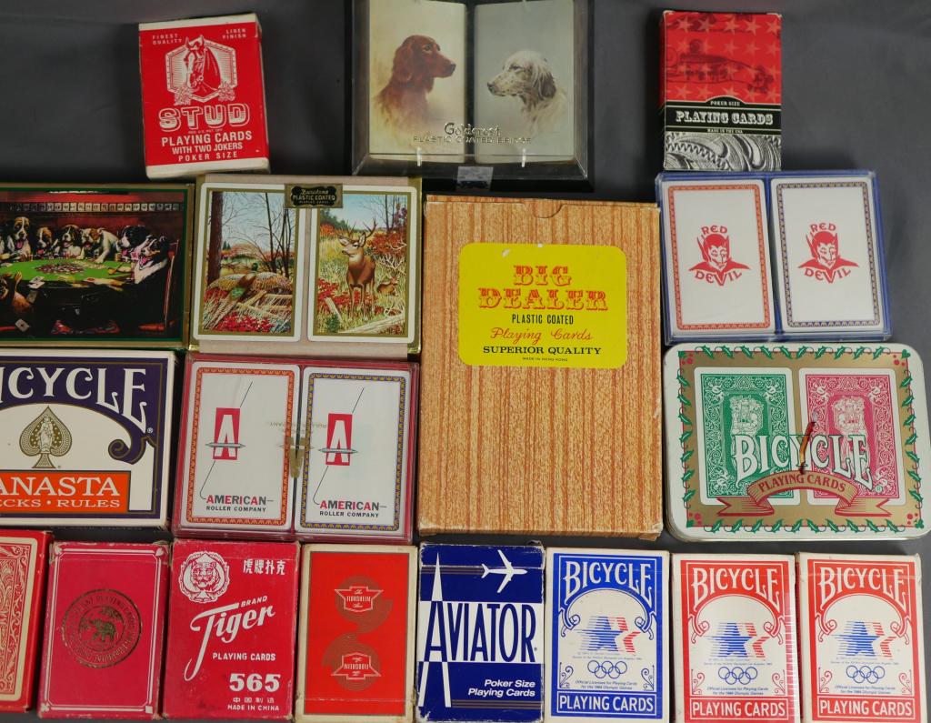 Vintage Playing Cards- Large Lot: Vintage Group of Playing Cards. Condition: Good, some are sealed