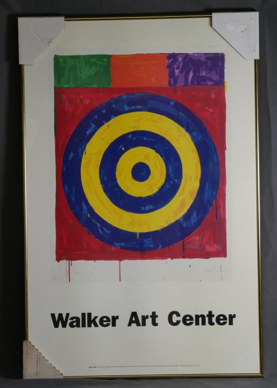 Jasper Johns Walker Art Center Expo Poster 1989: Jasper Johns (1930- , American) 1989 Walker Art Center Lithograph Exposition Poster. Measures 35' x 23" framed. Condition: Good