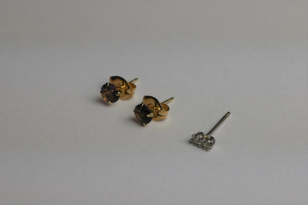 10k Gold Amethyst Stud Earrings & 14k w/ Diamonds (1 of 5)