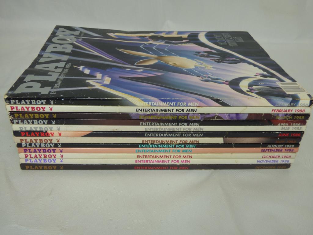 Playboy Erotic Magazine 1988 Complete Year 12 Iss: 1988 Playboy Magazine. All 12 Issues. Condition: VG-VF