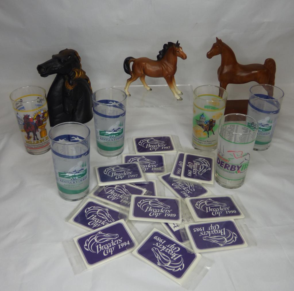 Kentucky Derby Glasses & Horse Figurines (1 of 9)