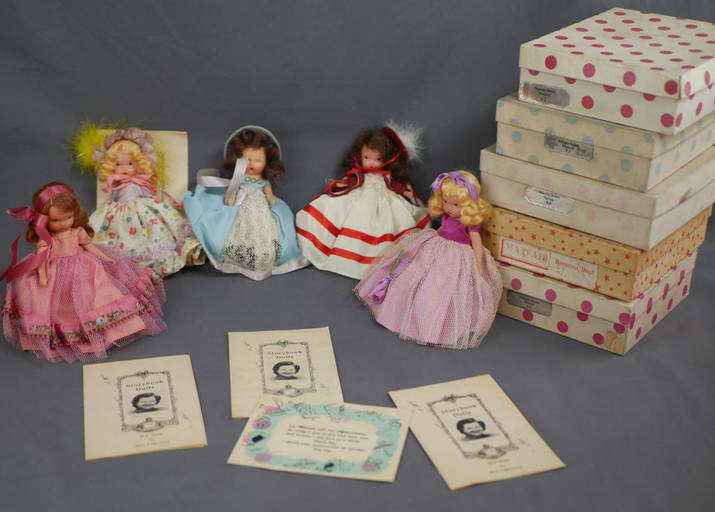 Five Vintage Storybook Dolls In Original Boxes
