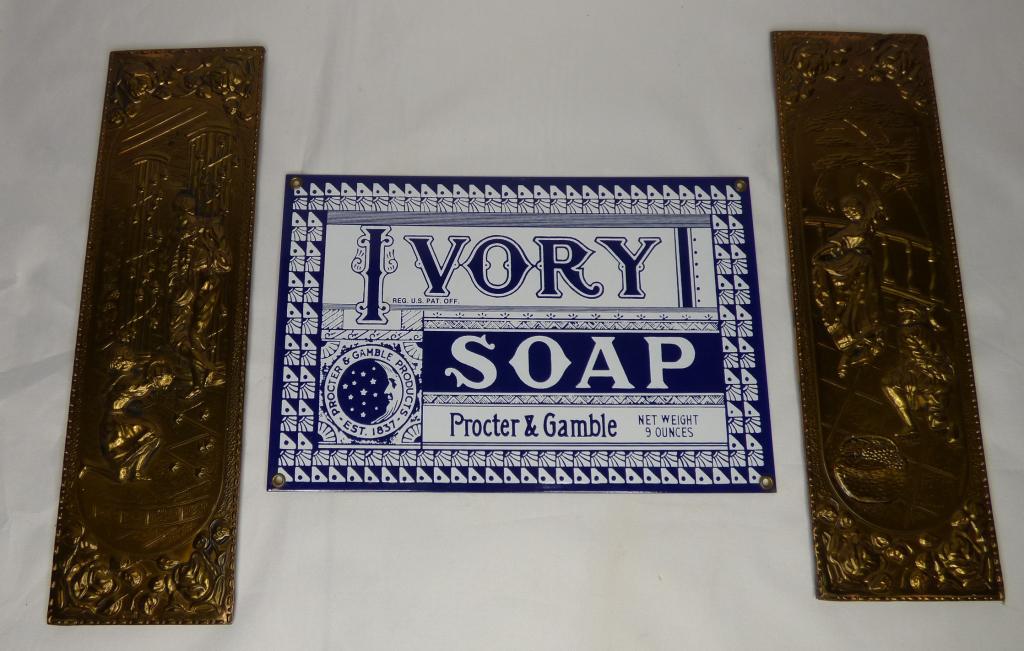 Ivory Soap Porcelain Sign & 2 Copper Wood Decor (1 of 4)