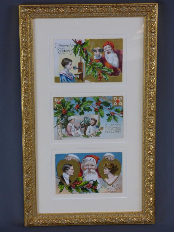 Antique Framed Christmas Greetings Postcards (1 of 5)